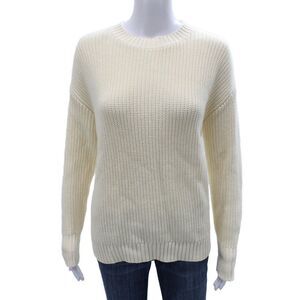 Parentezi Womens Pullover Sweater Ivory Cotton Crew Neck Long Sleeve Size XS